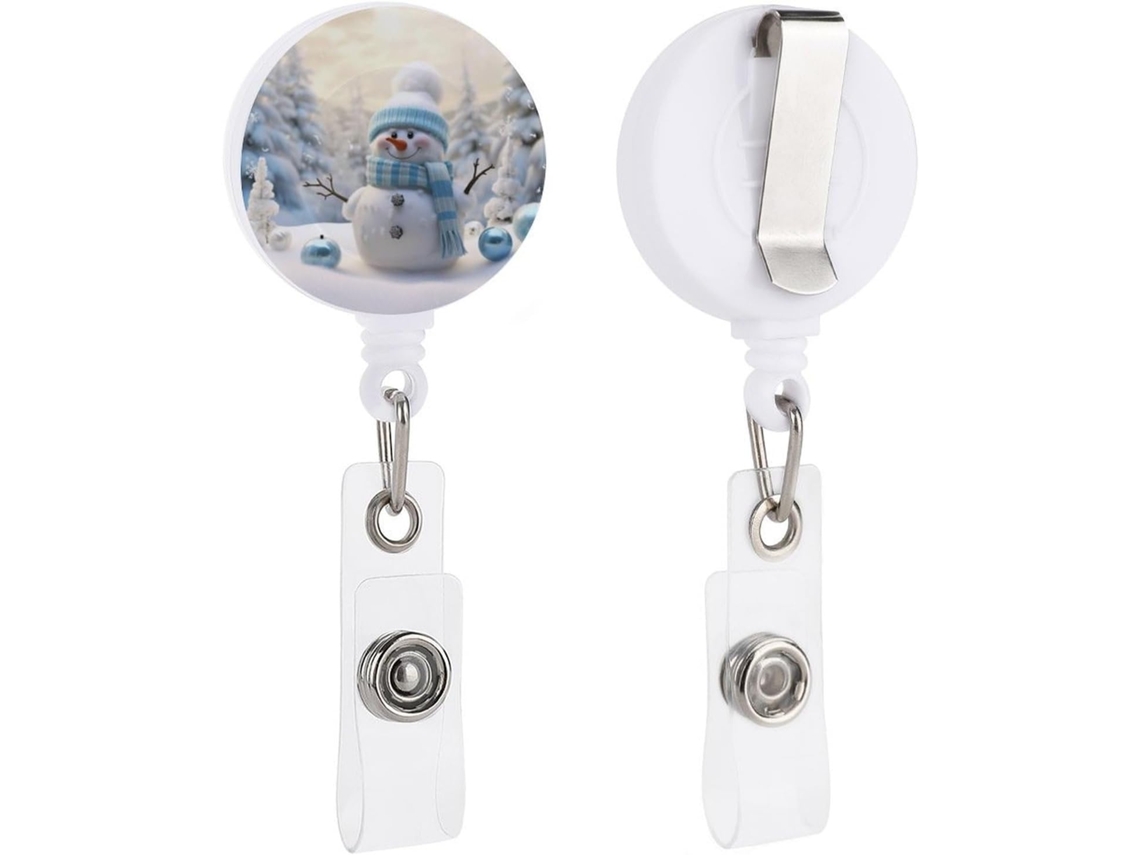 Refil Jacaré Clipe Retrátil, Chaveiro, Porta Crachá Com Boneco De Neve Feliz, Crachás Funcionais De Escritorio