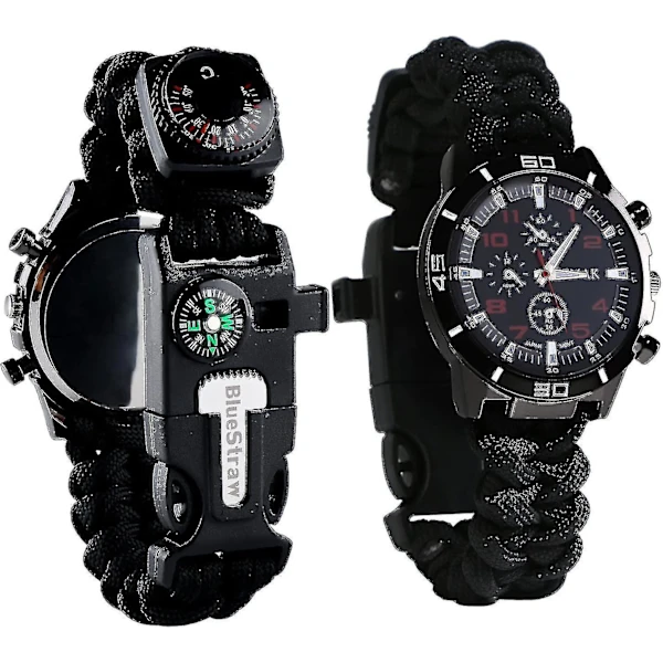 Pulseira De Sobrevivência Em Paracord, Pulseira De Emergência Para Homens E Mulheres Com Sino/apito/iniciador Fogo/raspador/ Bússola Termômetro