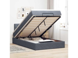 Vidaxl Cama Otomana Com Colchão Leds 120x190cm Veludo Cinza-escuro