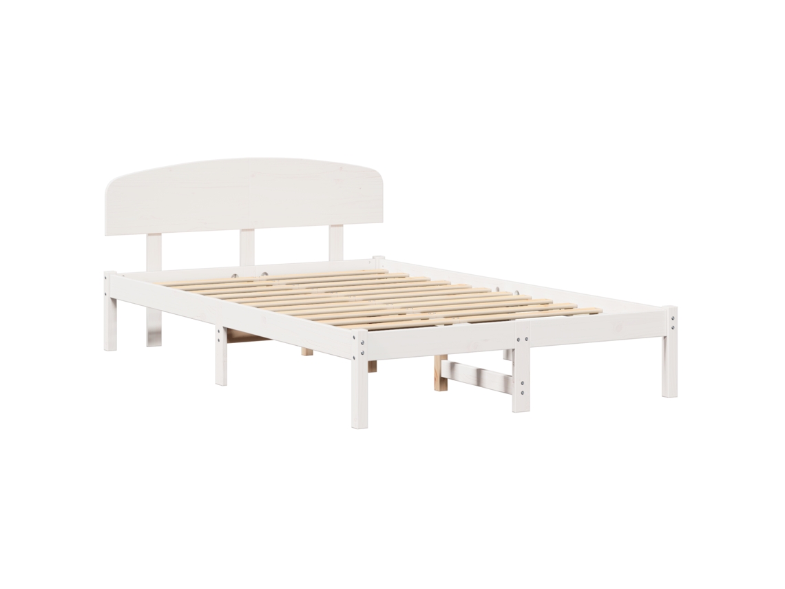 Conjunto 1 Estrutura De Cama Moderna Vidaxl Branco Madeira De Pinho Maciça (120 X 190 Cm)