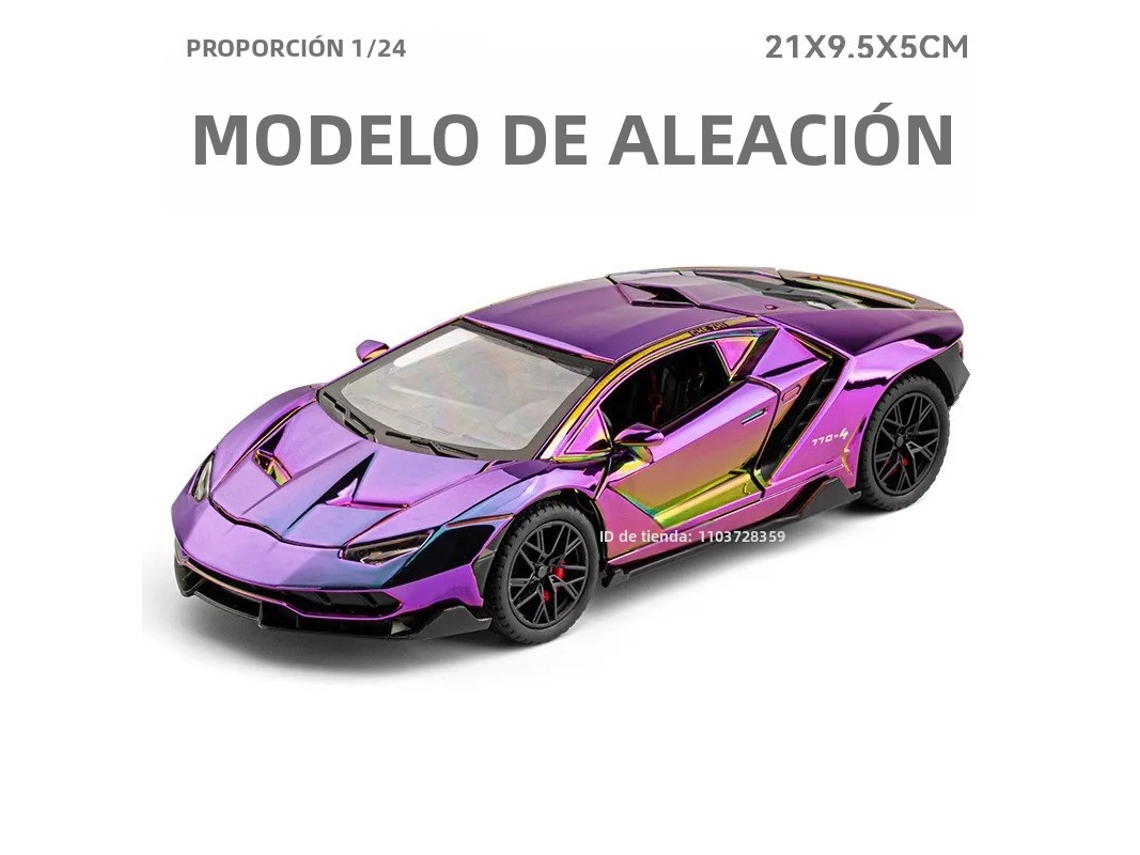 (lp770-4 Roxo) Miniatura De Carro Esportivo Em Escala 1:24, Feita Em Metal Fundido, Com Efeitos Sonoros E Luzes.