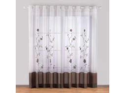 Rebe cortinas Translúcidas de Encaje Con Bordado Floral para Dormitório Cozinha Sala, 140cmx175cm, Marrom
