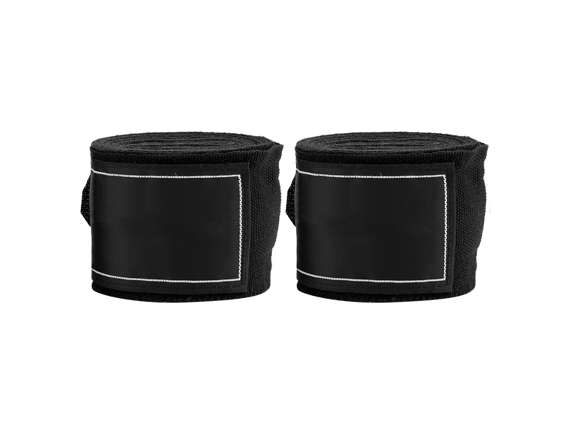 2pcs Bandagem De Mão Elástica 2.5m Para Boxe Sanda Muay Thai Mma Taekwondo (preto)