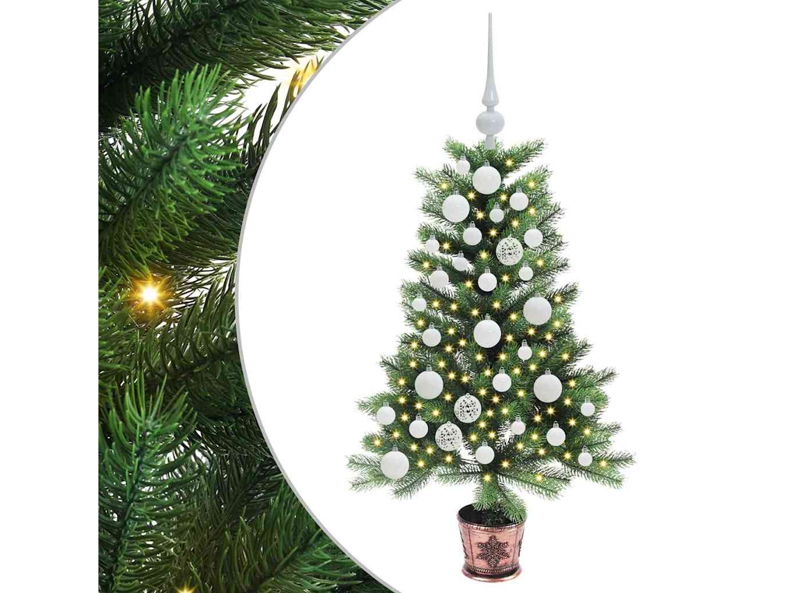 Árvore De Natal Artificial Pré Iluminada Vidaxl Verde Polietileno (90 Cm)