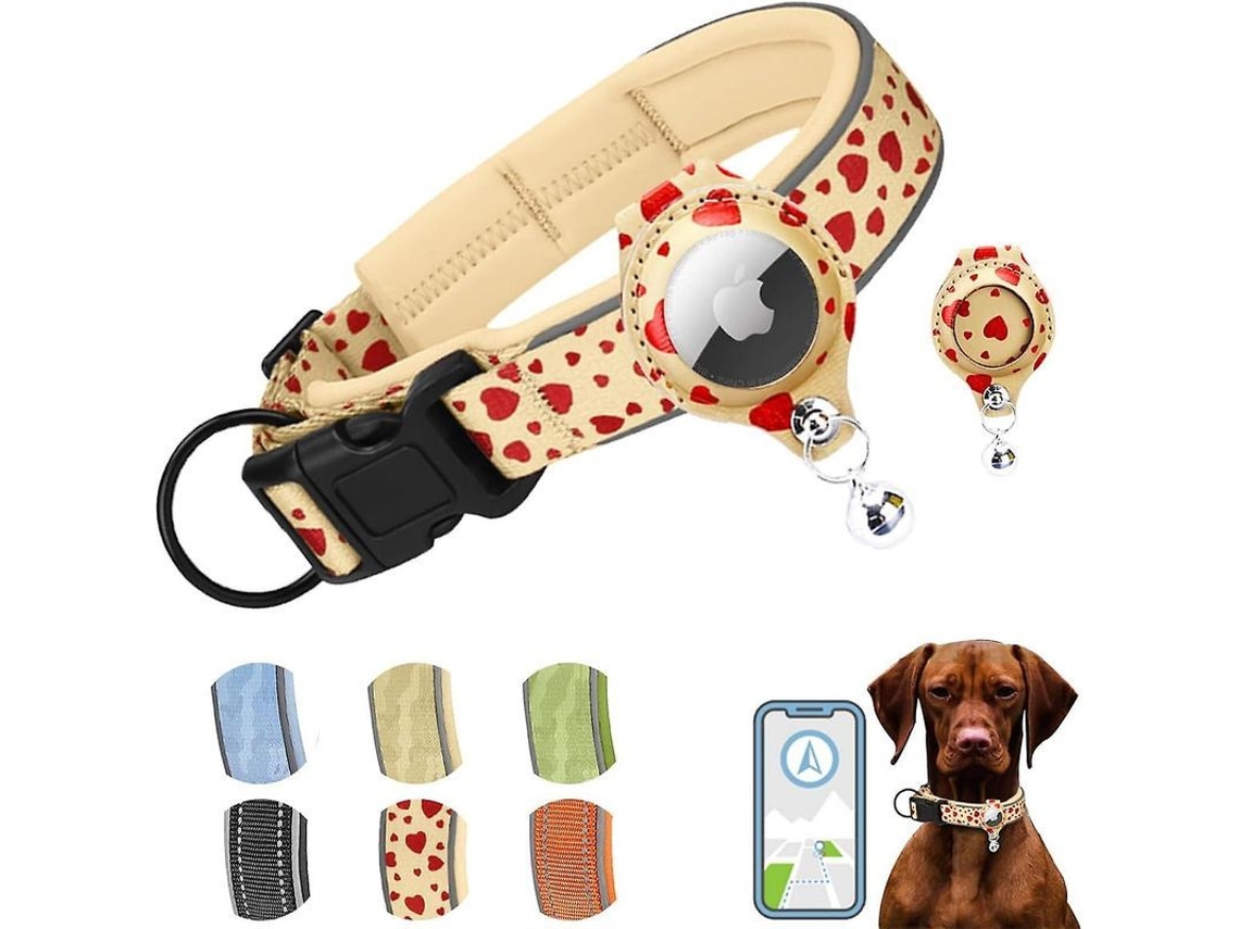 2026 collar para Cão com Porta Airtag Ajustável, Reflexivo, Nylon Macio e Neopreno para Cães Pequenos, Médios e Grandes