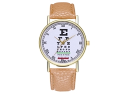 Reloj De Pulsera De Pareja Con Correa De Pu Moda Dial Redondo Cuarzo Beige