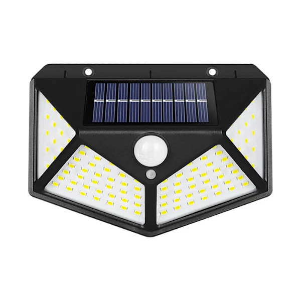 Luminária Solar de Parede 100 Leds Sensor de Movimento para Jardim AQUAFORGE
