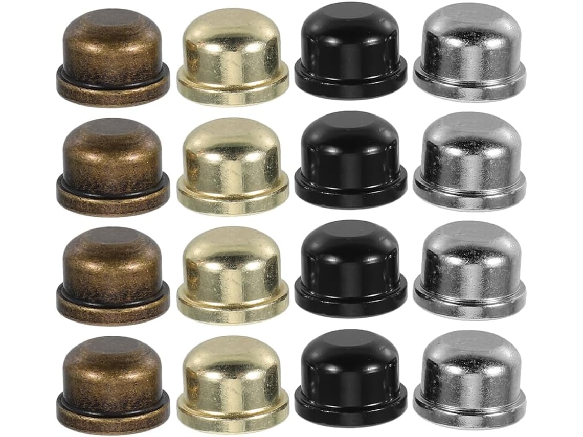 Conjunto de 16 Ponteiras Metálicas para Abajur, com Rosca para Suporte de Cúpula e Botão. SFUSHOS