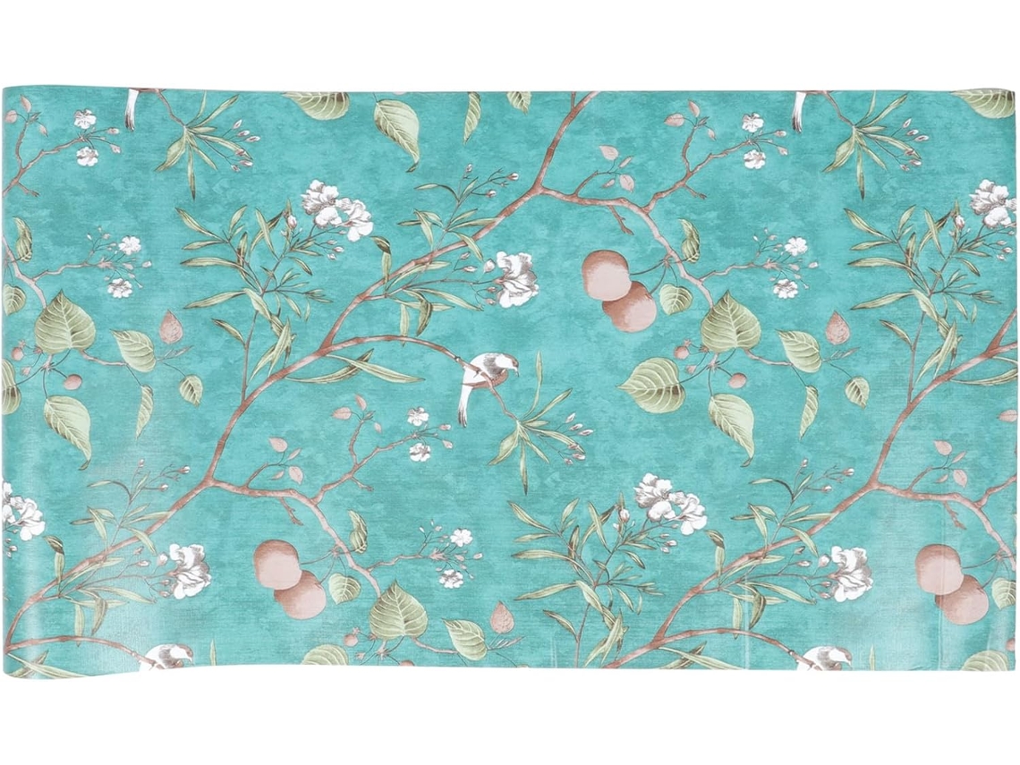 Ferramentas, Papel De Parede Autoadesivo Vintage Floral Com Estampa De Pássaros Verdes Em Pvc, Sem