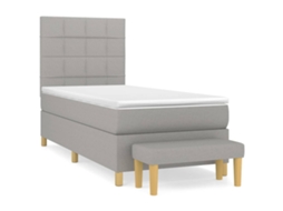 Cama com Molas e Colchão Tecido Cinzento Claro MAISON EXCLUSIVE (90x190 cm)