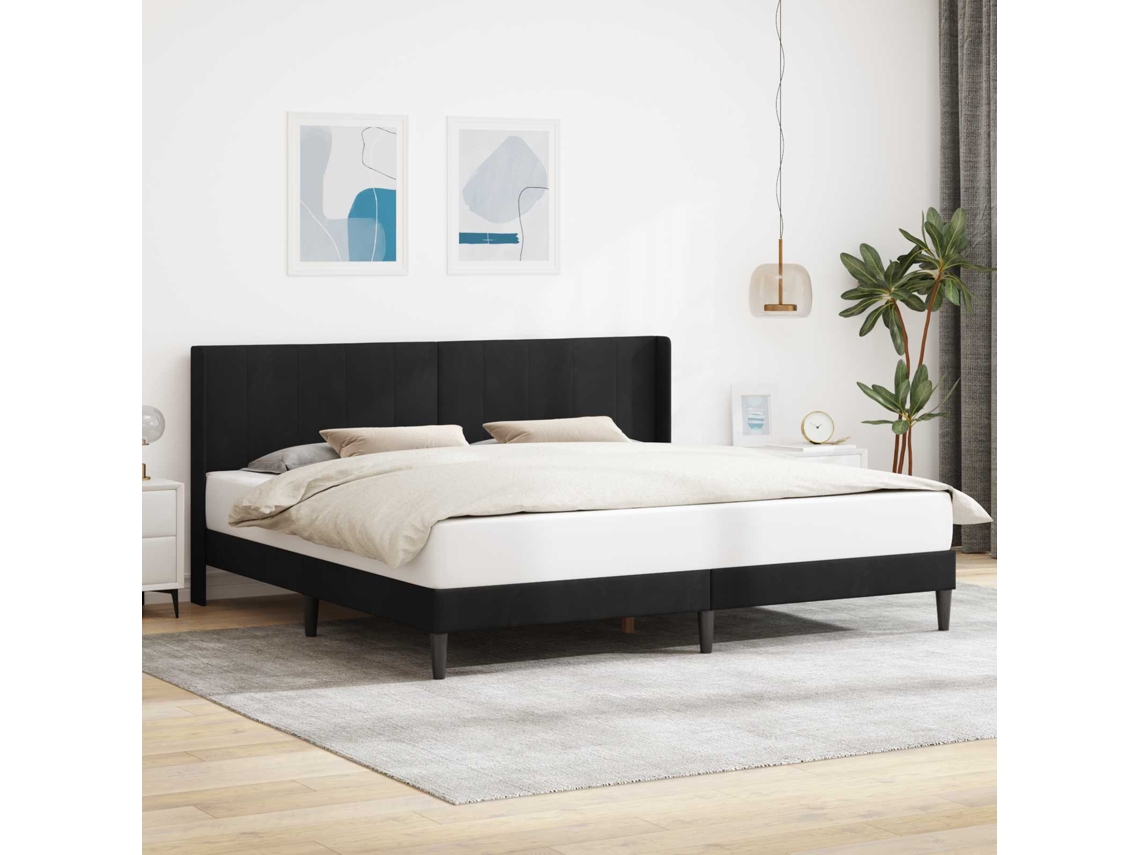 Vidaxl Estrutura Da Cama Com Cabeceira Preto 180 X 200 Cm Veludo