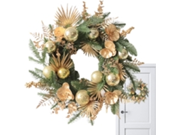 Guirlanda de Natal 48 Cm Decora Es Inverno Pinheiro com Bola Dourada para Ambientes Internos e Externos Parede Janela VAYOTOY