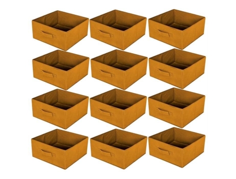 Caixas De Armazenamento Housebox Dobráveis 30x30x15cm Amarelo Âmbar Pacote Com 12