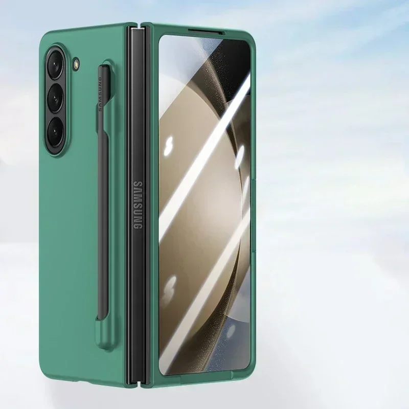 Capa Para Celular (verde Escuro, Galaxy Z Fold7) Com Compartimento Para Guardar A S Pen E Protetor De Tela Integrado.