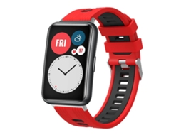 Bracelete para Huawei Watch Fit silicone bicolor com fivela prateada vermelha e preta XIAOMOYU