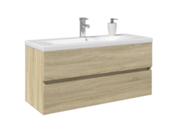 Vidaxl 2 Pcs Conj. Móveis De Wc Cerâmica E Derivados De Madeira