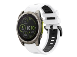 Bracelete Para Garmin Fenix 8 Mip (47mm) - Silicone Esportivo - Duas Cores (22mm) Branco + Parte Traseira