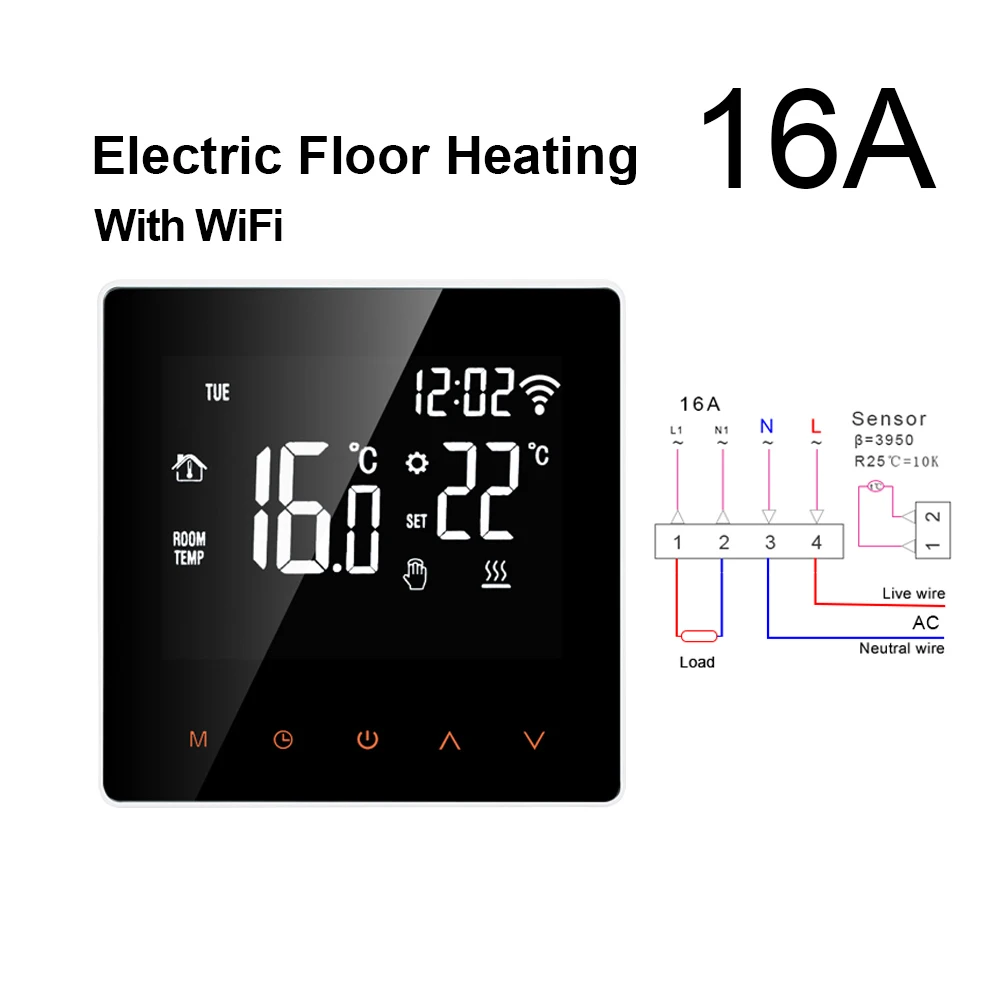 Termostato Inteligente Wi-fi (para Aquecimento Elétrico), Compatível Com Tuya Smart E Google Smart Home.