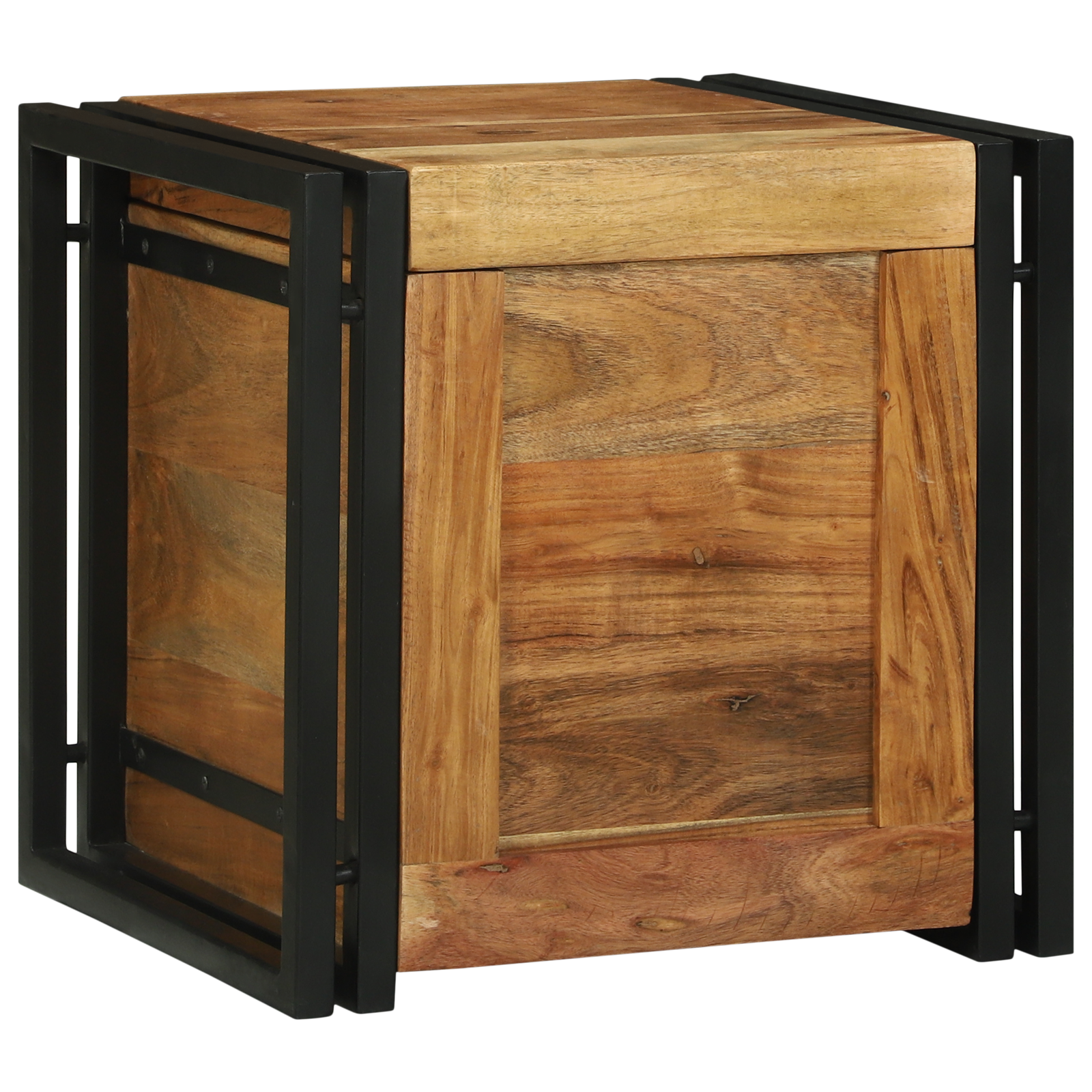 Conjunto 1 Caixa De Armazenamento Vidaxl Castanho Madeira De Acácia Maciça (40 X 40 X 40 Cm)