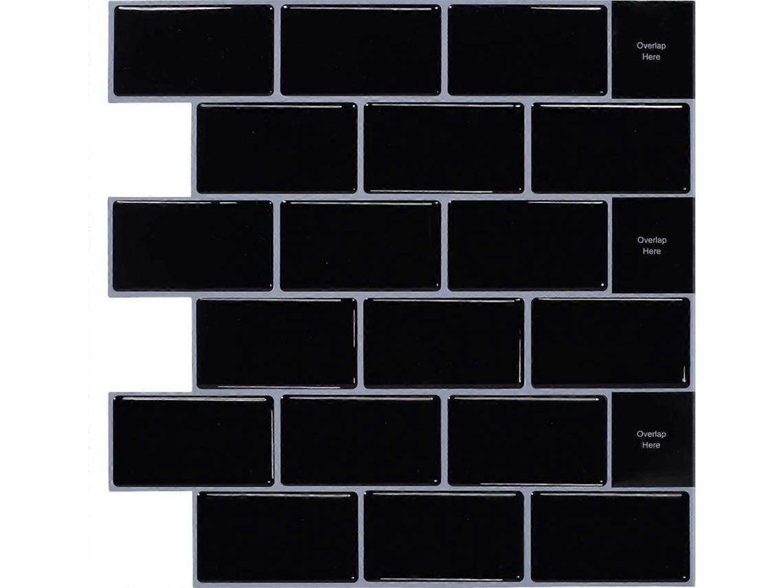 Omni 10 Adesivos de Lajes 3d Autoadesivos para Cozinha Preto Instalação Fácil Design Minimalista (30,5x30,5cm)