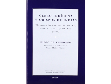 Livro Clero Indígena Y Obispos De Indias de Diego De Avendaño (Español)