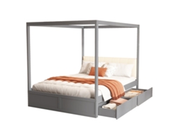 Cama Estofada 140x200 com Estrado e Cabeceira PAPRIKA