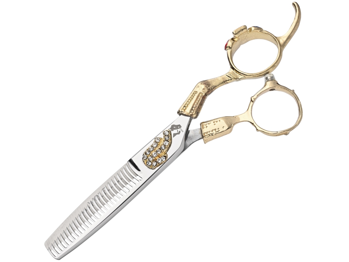 Tesoura Degloving Elysve 5.5 Polegadas, Cor Dourada, Design Offset, Para Destros, Corte Preciso, Acabamento Profissional