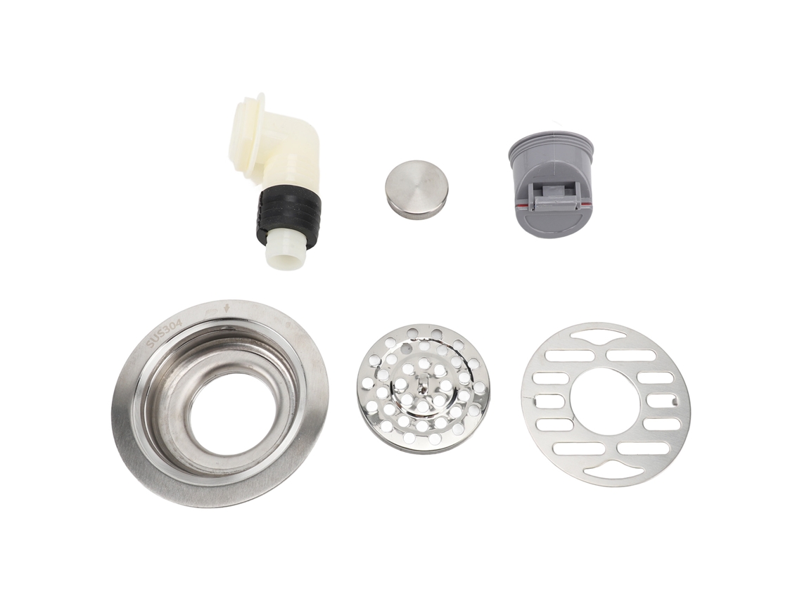 Kit Ralo de Chão Redondo 10cm Aço Inoxidável com Filtro de Cabelo e Anti odor com S/MARCA
