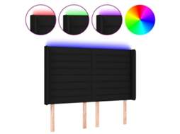 Cabeceira de Cama com Luzes Led Tecido Preto MAISON EXCLUSIVE (147x16x118 cm)