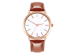 Relógio de Pulso Feminino Stylish com Pulseira de Couro Quarts Cor Marrom Claro