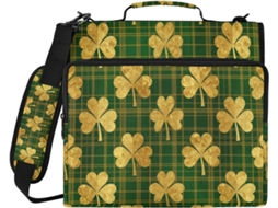 Pasta Organizadora Clover Gold com 3 argolas e alça de ombro, fácil de transportar, organizador de material escolar
