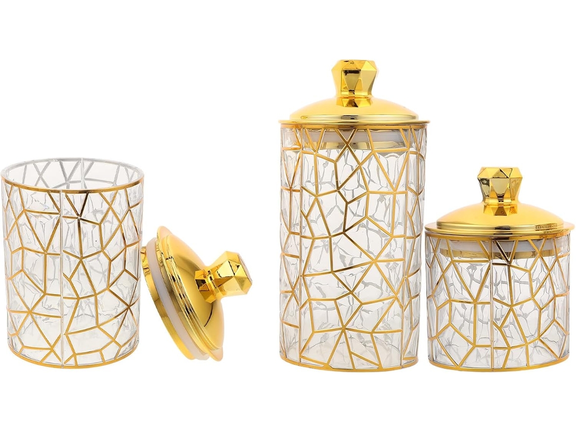 Uonlytech Conjunto De 3-potes Herméticos Para Despensa E Cozinha, Dourado