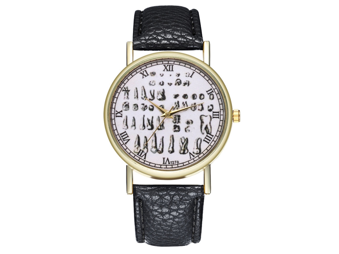 Relógio unissex casual e estiloso com pulseira de couro preta, modelo Zhoulianfa Quartz.