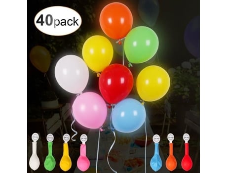 40 Pcs Balões Led Brilhantes Aniversário Balão Decorativo Multicolorido Fita Colorida Para Festa De Casamento Noite E Criança Agptek