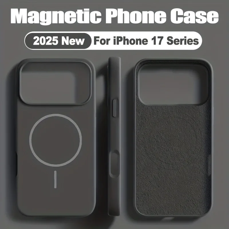 Capa Protetora Macia Com Carregamento Sem Fio Magnético Para Iphone 17 Pro (cinza Escuro)