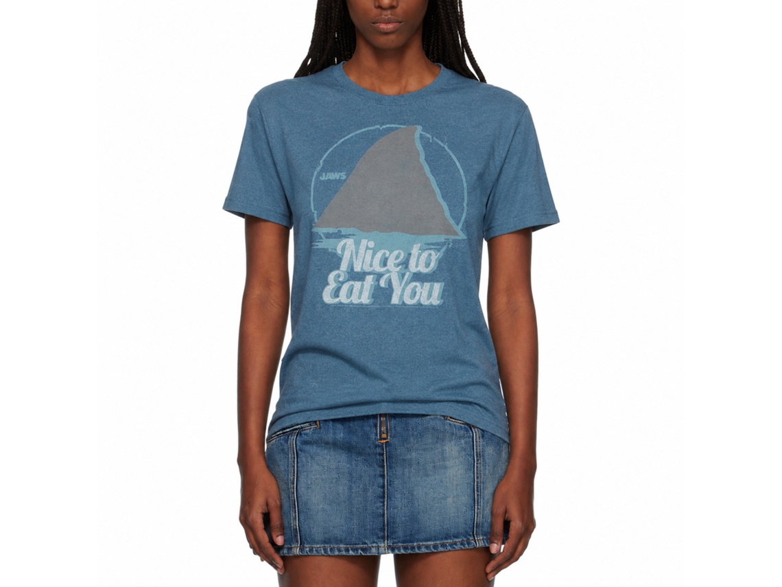 Rockinstone Jaws Movie Nice To Eat You Heather Indigo Adult T-shirt Size:s