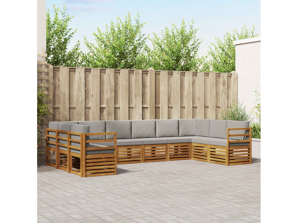 Vidaxl Conjunto De Sofá Sectional 10 Pcs Cinza Natural E Claro
