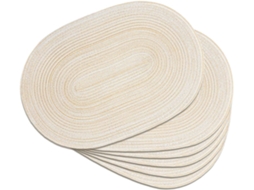 Conjunto 6 Individuais Tecidos - Bases Mesa - Tapetes Decoração - Proteção Calor - 45×30 Cm - Creme