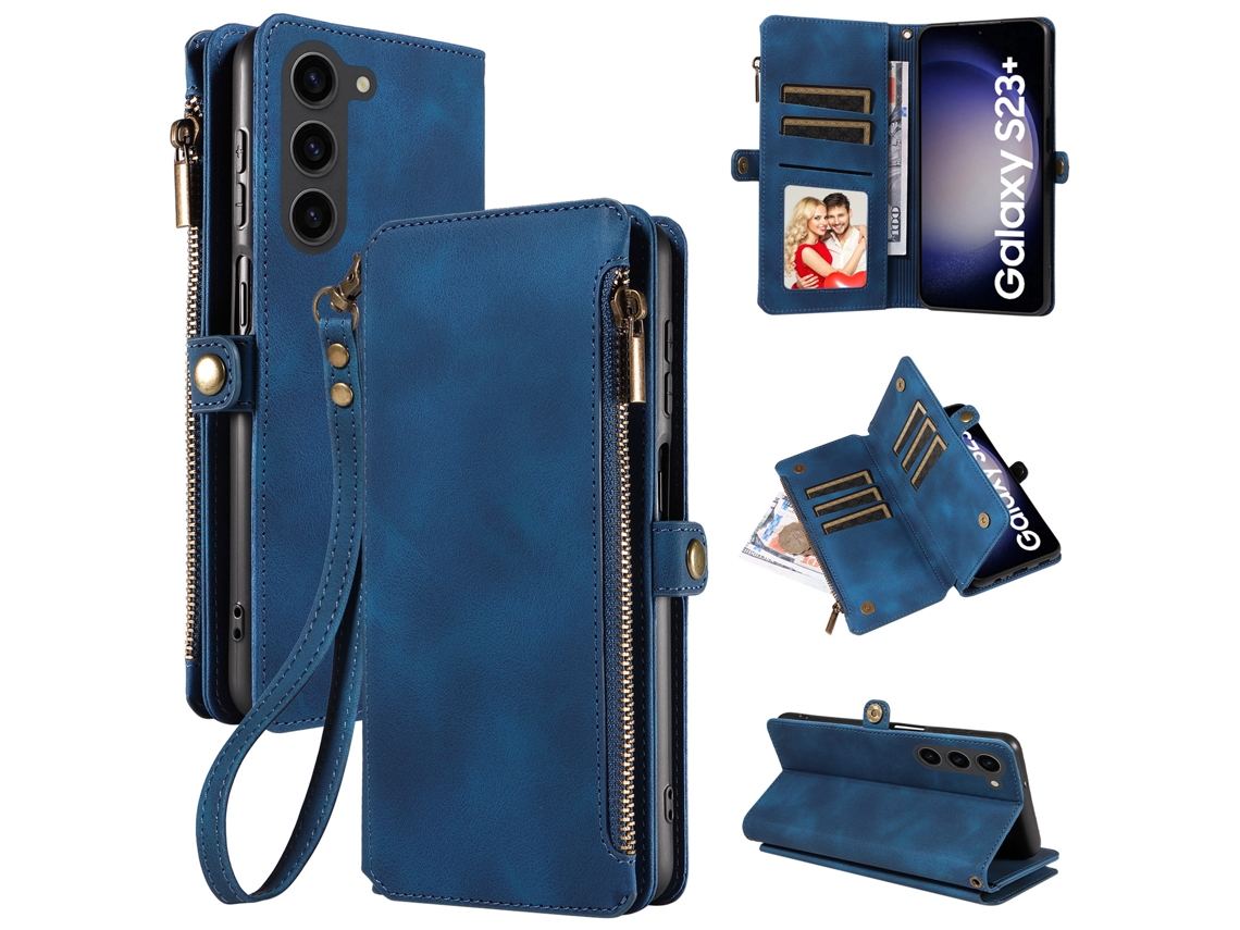 Capa Flip De Couro Com Zíper, Compatível Com Samsung.azul-m52 5g