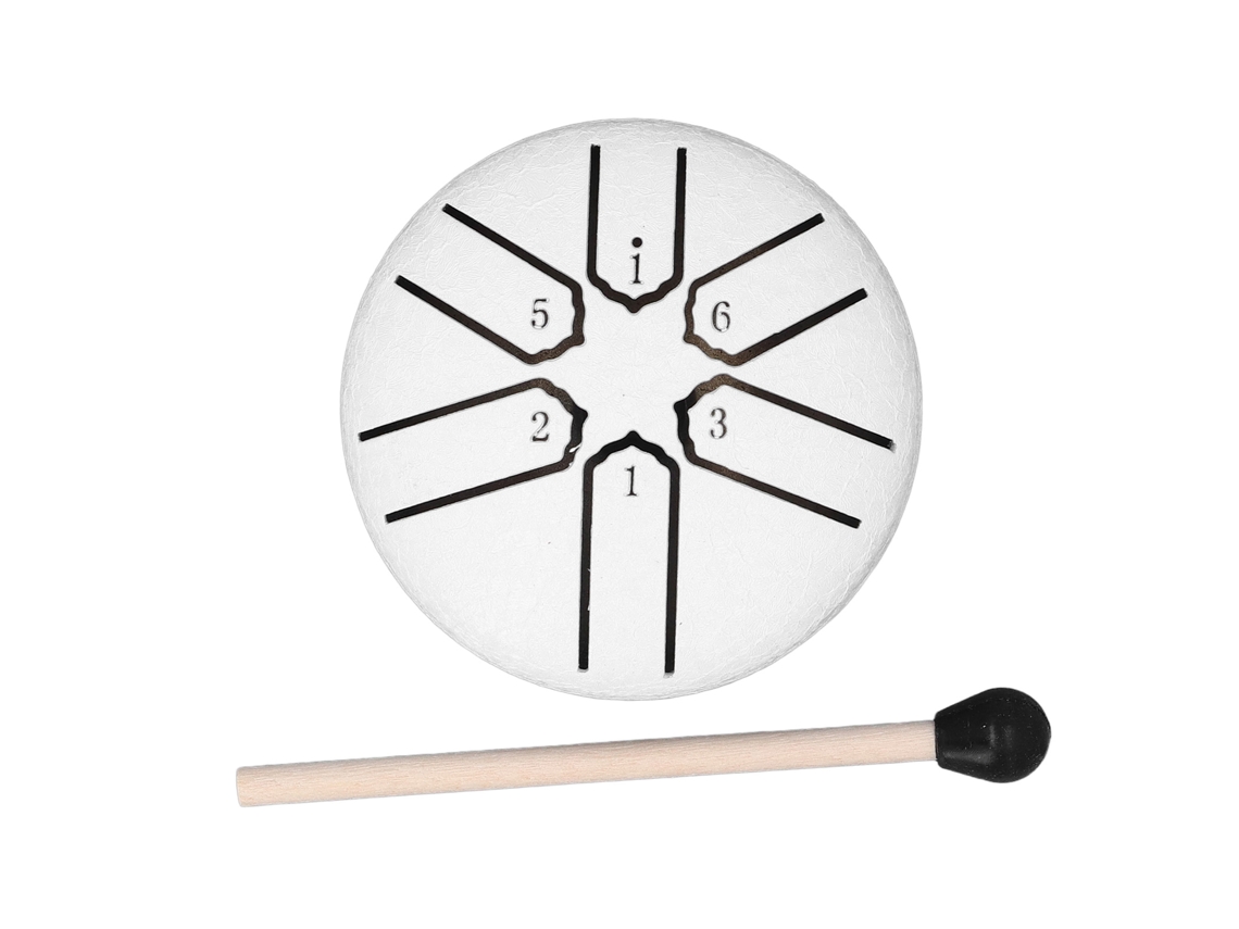 Mali tambor de Língua de Aço Mini 3 Polegadas 6 Notas Handpan para Meditação e Relaxamento Infantil Branco