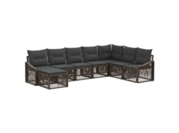 Vidaxl Conjunto De Sofá De Jardim 8 Pcs Cinzento Vime Pe