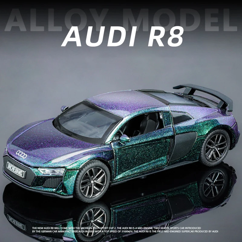 (verde-roxo) Miniatura De Carro Supercarro Em Liga Metálica, Escala 1:32, Feita Sob Pressão.