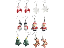 Nuobesty De 6 Pares De Brincos Pendentes Com Estampas Natalinas E Criativas Para Mulheres E Meninas - Neve