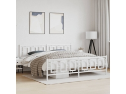 Estrutura De Cama Com Cabeceira E Pés 193x203 Cm Metal Branco