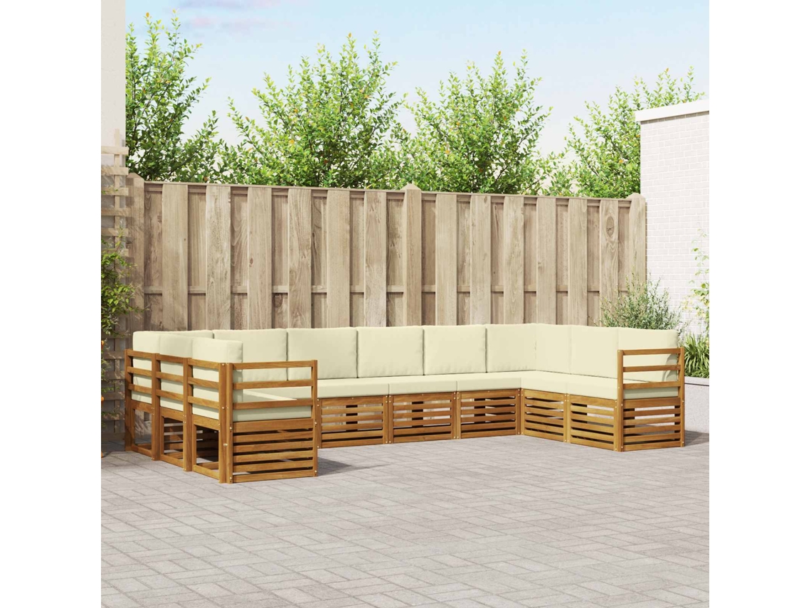 Vidaxl Conjunto De Sofás Para Exterior 10 Unid. Natural E Creme