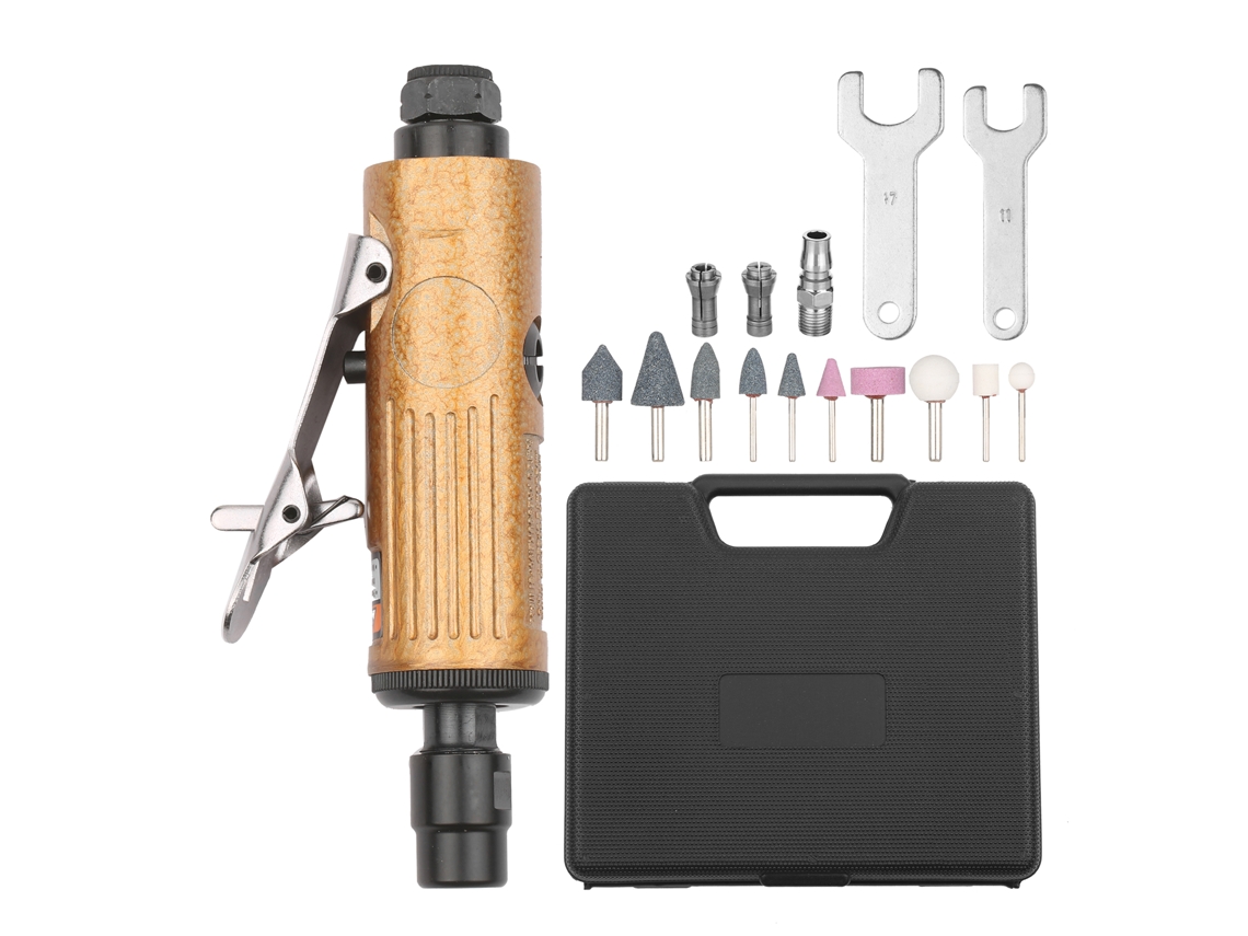 Kit De Esmeril De Matriz Recto Neumático Mini 25000rpm Con Pinzas 1/4" 1/8" Y 10 Piedras Abrasivas Kp-620