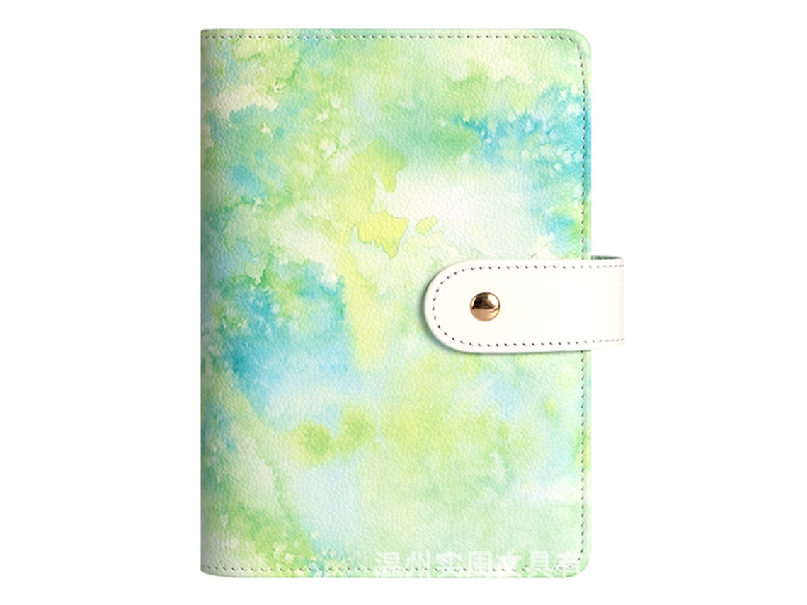 A6 Tie Dye Removable Ring Binder Notebook With 12-zipper Pockets, Pu Leather, Cash Budget Planner Green
