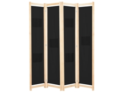 Vidaxl Divisória De Quarto Com 4 Painéis 160x170x4 Cm Tecido Preto