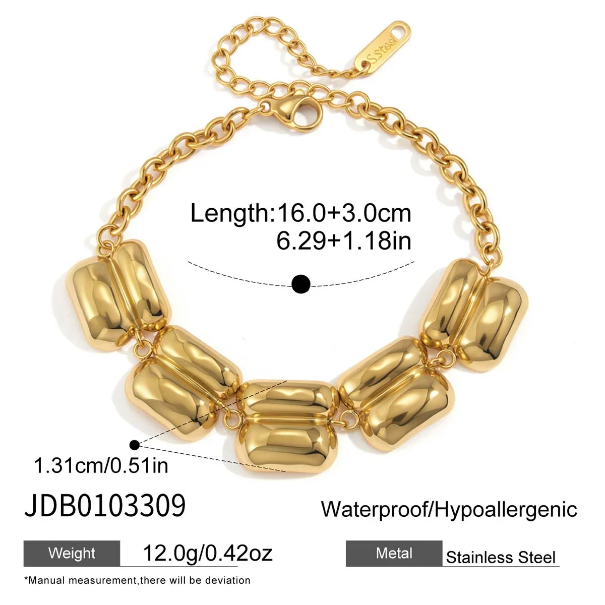 Pulseira Feminina Com Pingente Geométrico Robusto