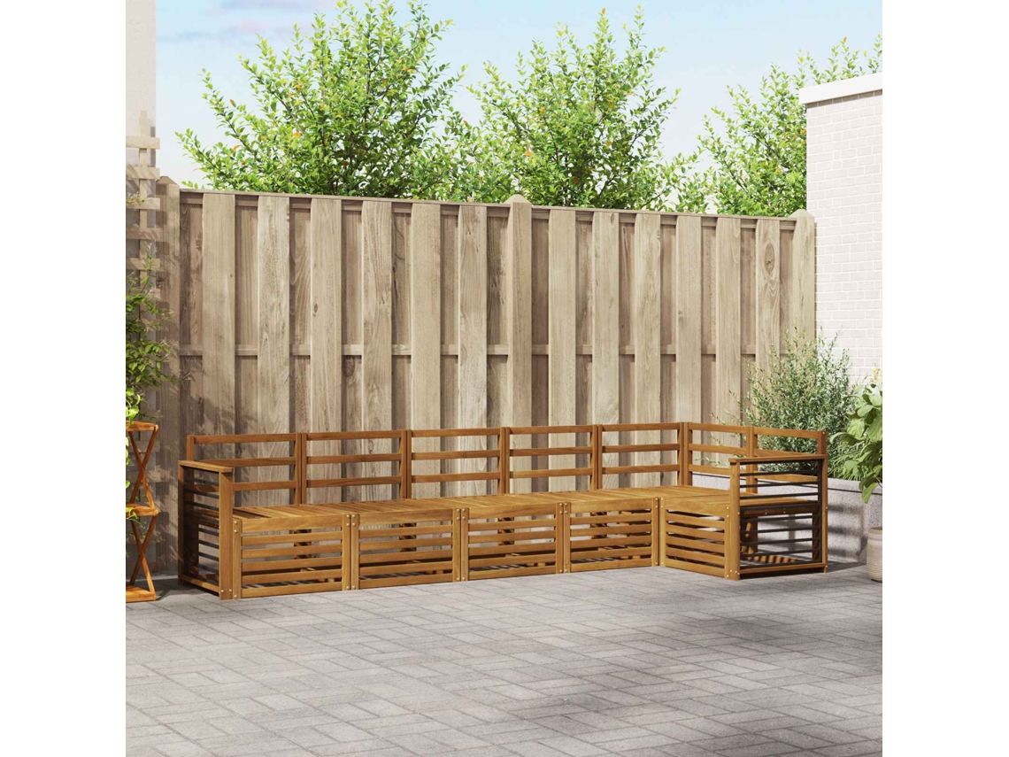 Vidaxl Conjunto De Sofás Para Exterior 6 Unid. Natural Poliéster